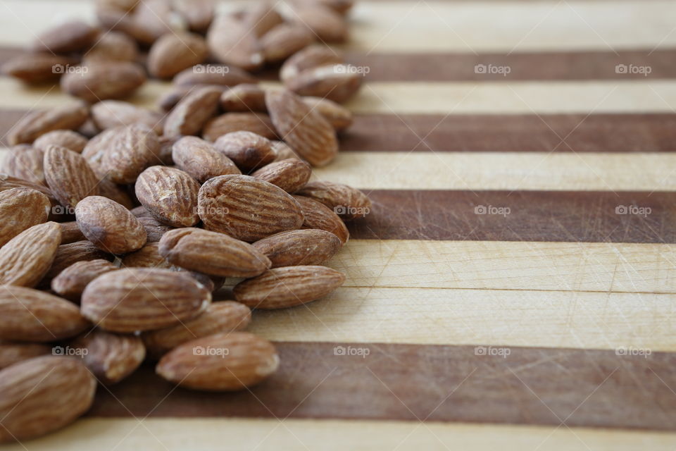 Almonds on cutting board