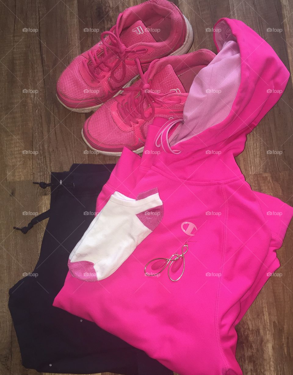 Pink jogging fashion stack