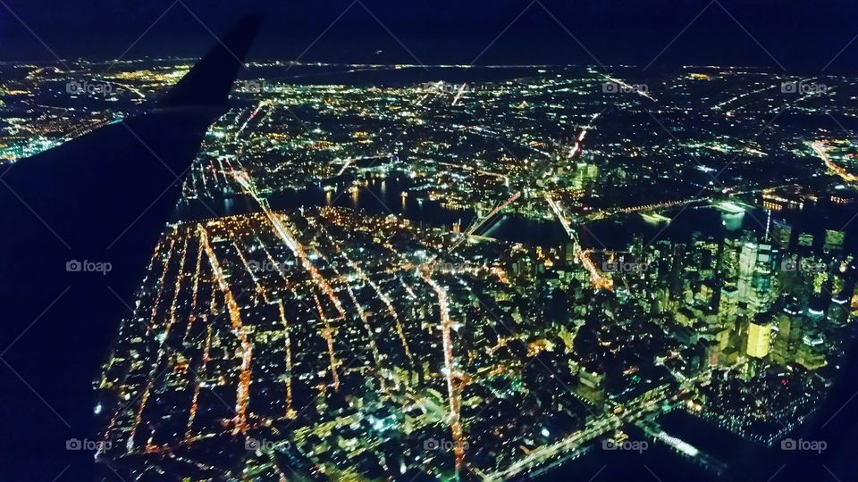 Flying over Times Square, New York
