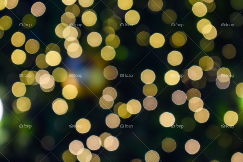 Bokeh and Blurred Christmas Tree and Golf Christmas Ball, Background