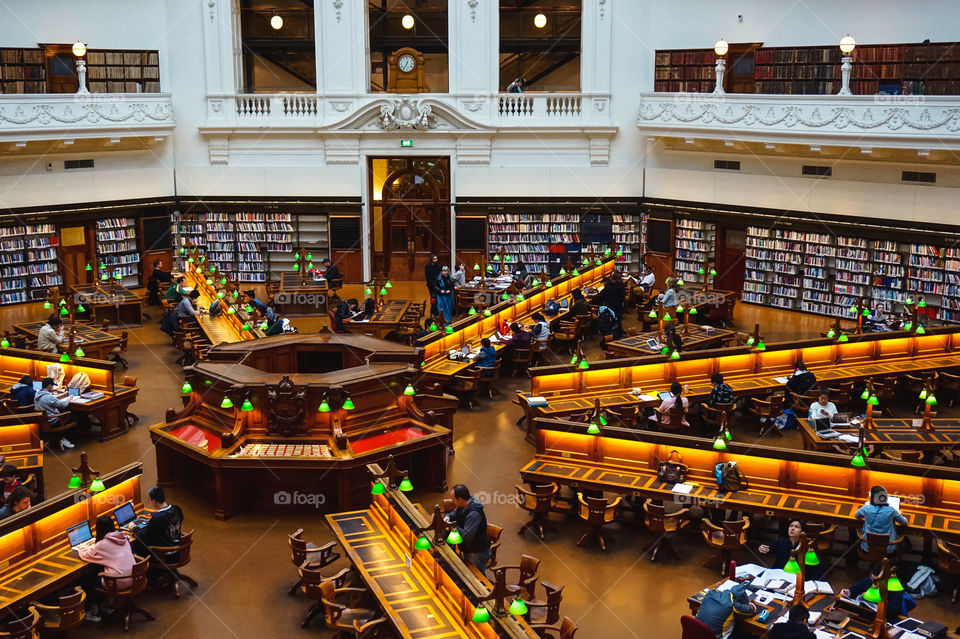 Lines of the beautiful State Library of Victoria in Melbourne, Australia 