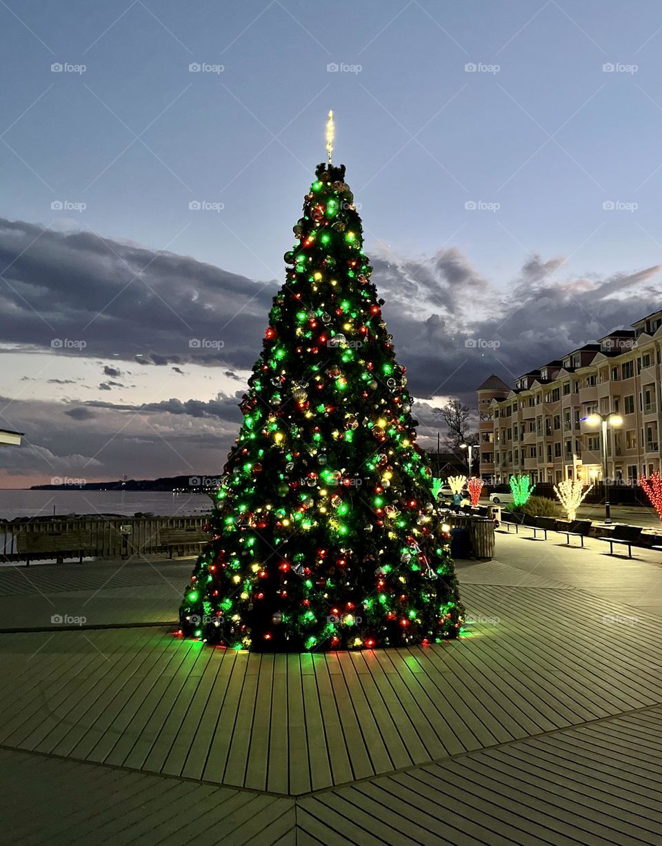 North Beach, MD boardwalk Christmas tree