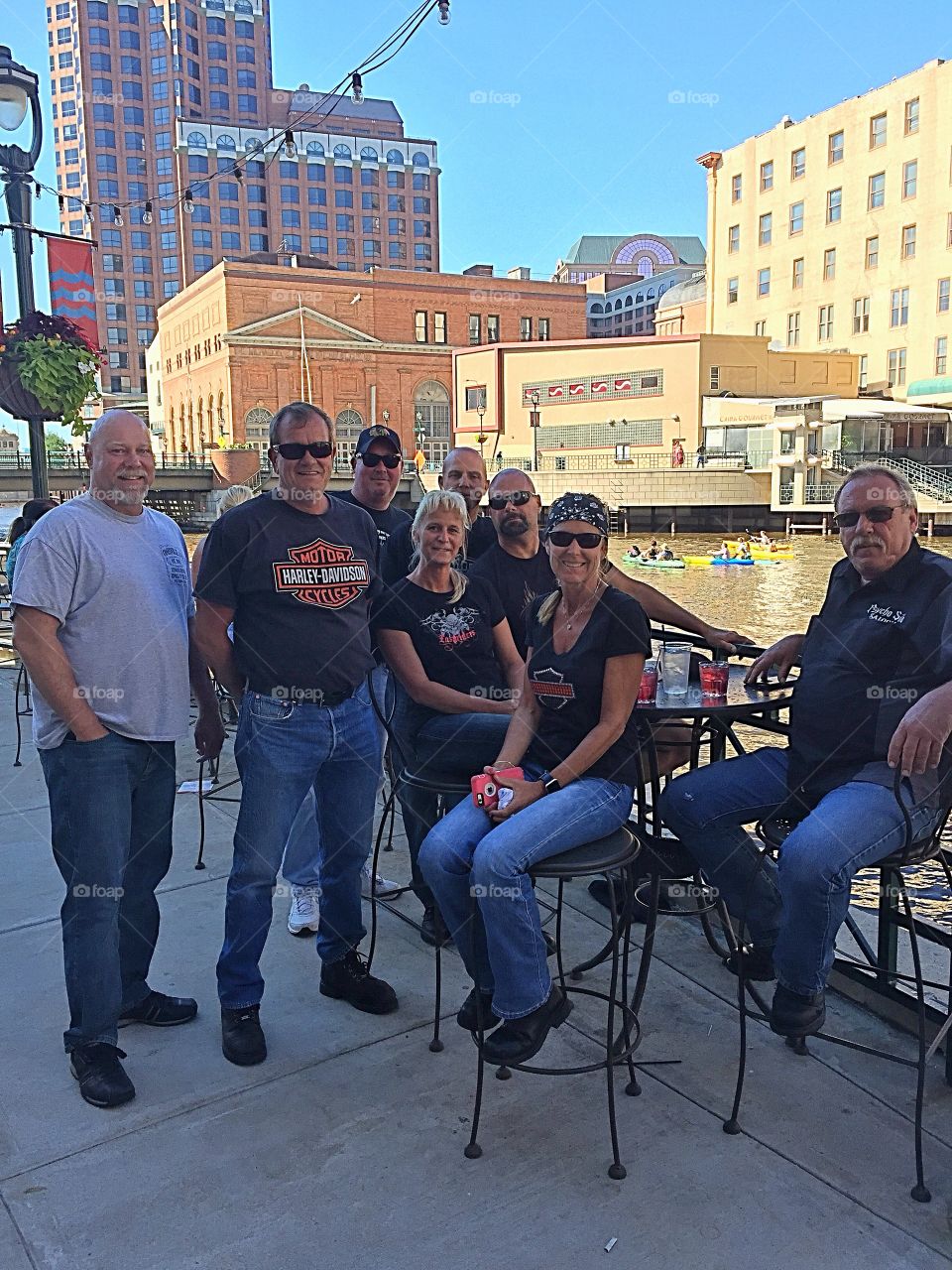 Harley riders riverfront Milwaukee