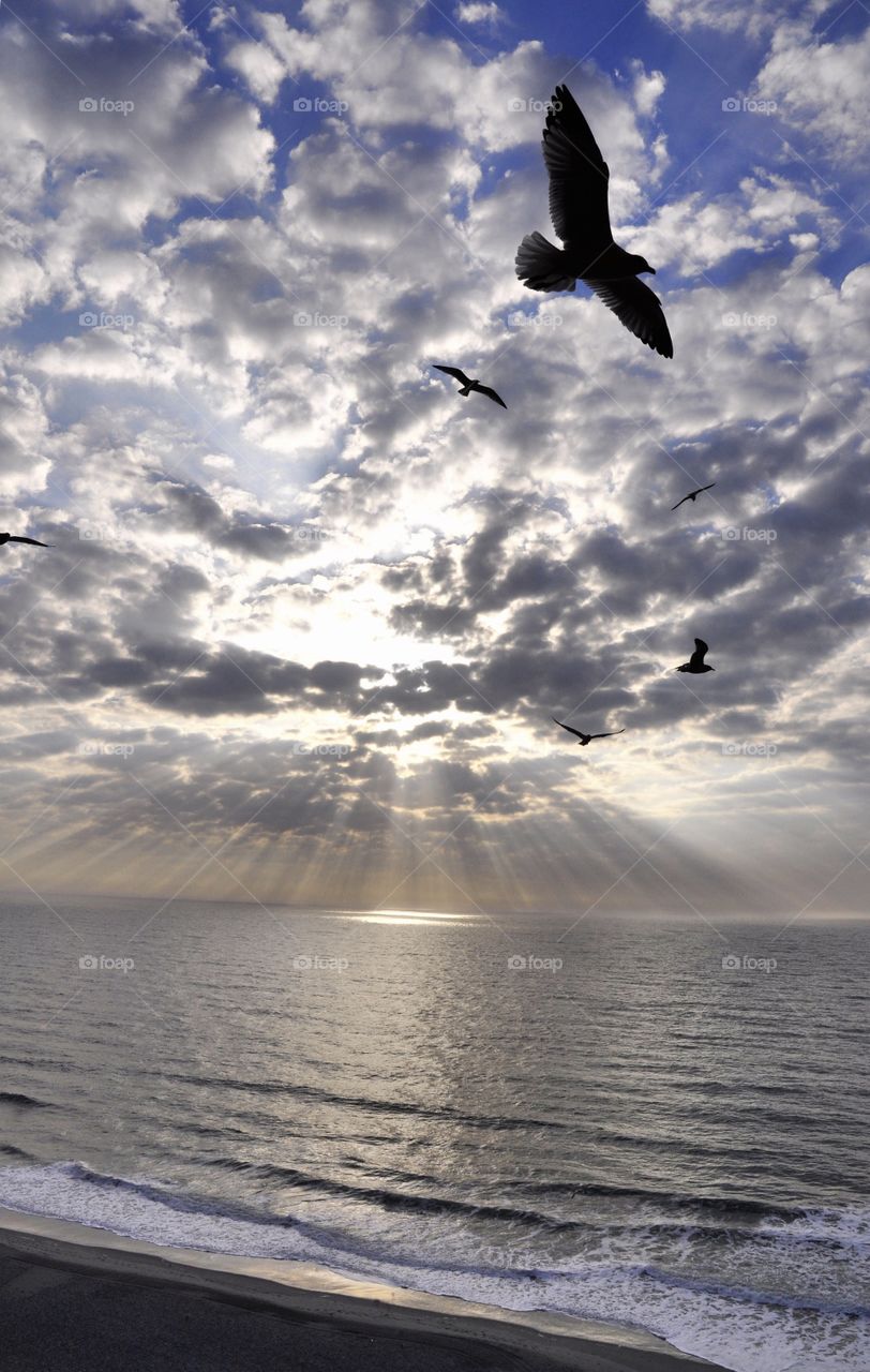 Sunrises, sunsets and the moon-A heavenly sunrise over the Atlantic Ocean in Myrtle Beach South Carolina.