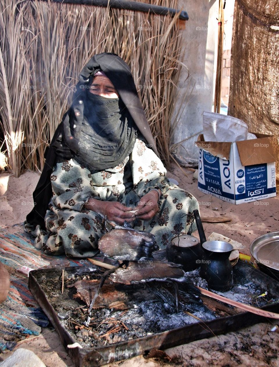 Arab woman cooking