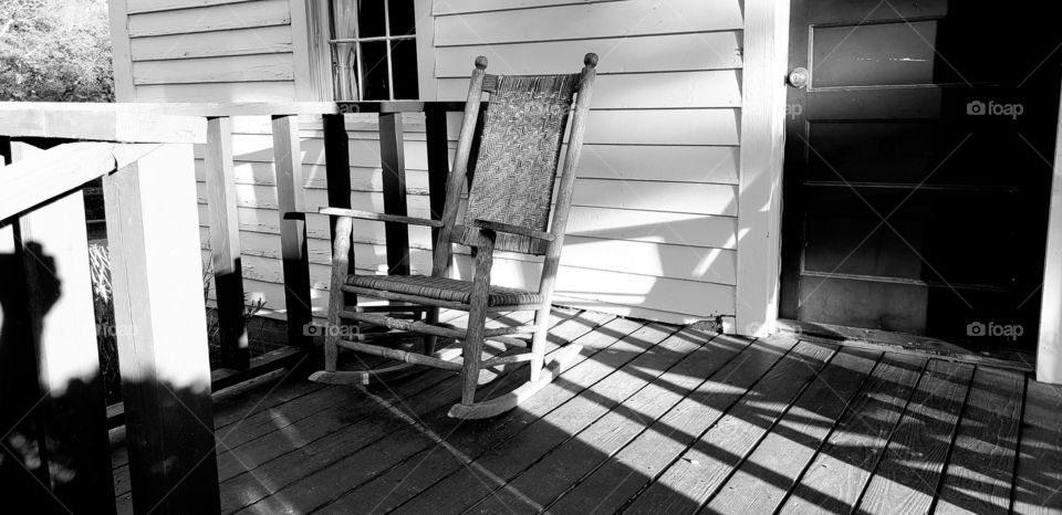 old rocking chair on the porch