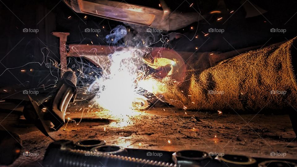 Slow motion capture of welding scrap metal to make art!