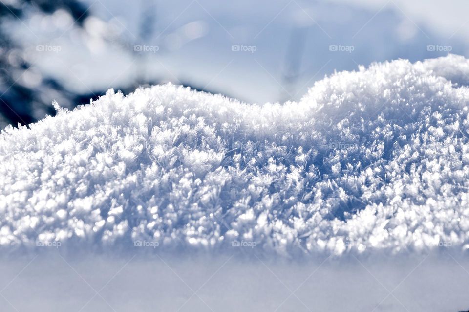 Closeup or macro of snow during winter season 