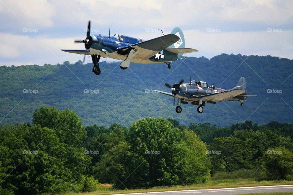 WWII war birds flyby pass
