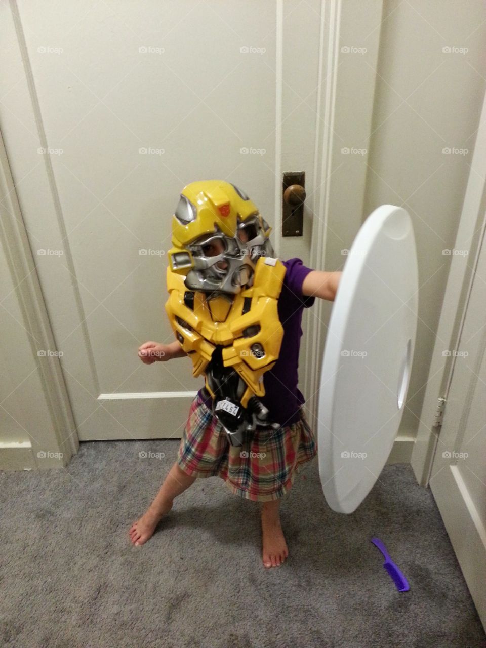 Princess Warrior Bumblebee. My daughter stopping to pose while playing with her brothers. 