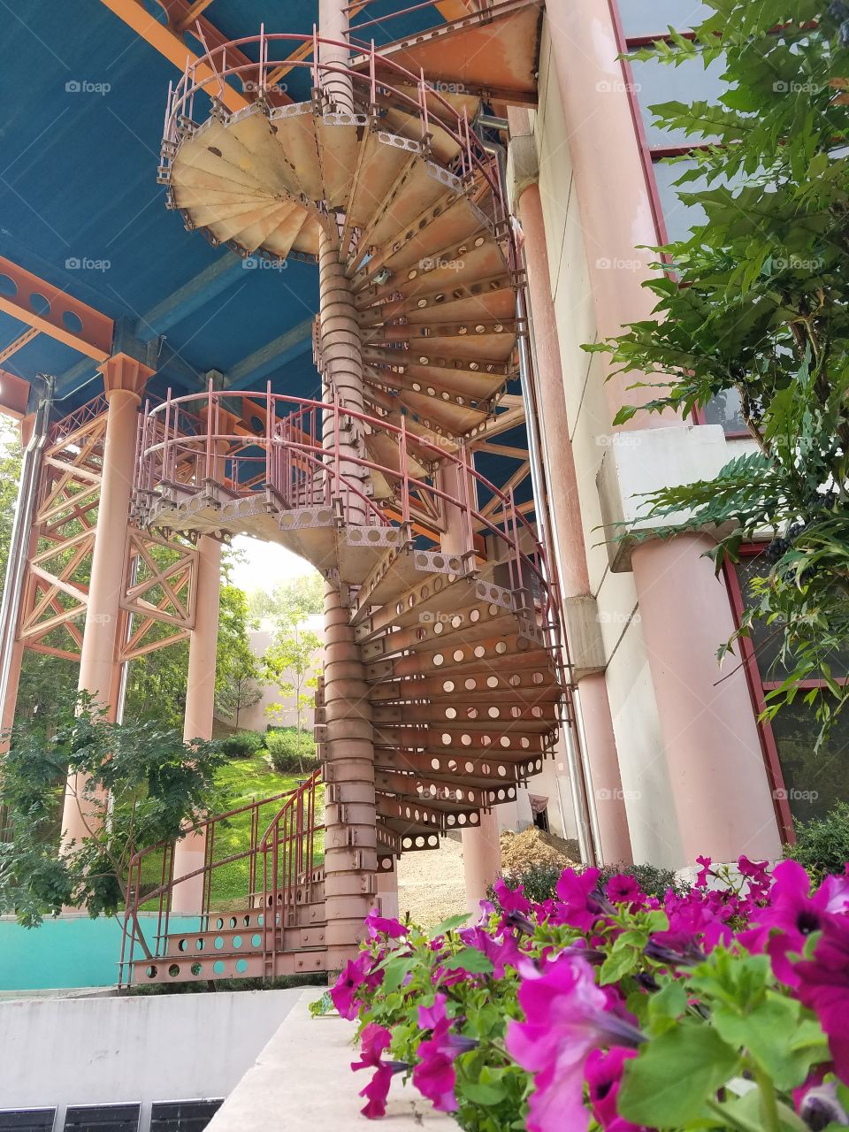 spiral staircase under a bridge in the dikman vadesi park in Ankara Turkey