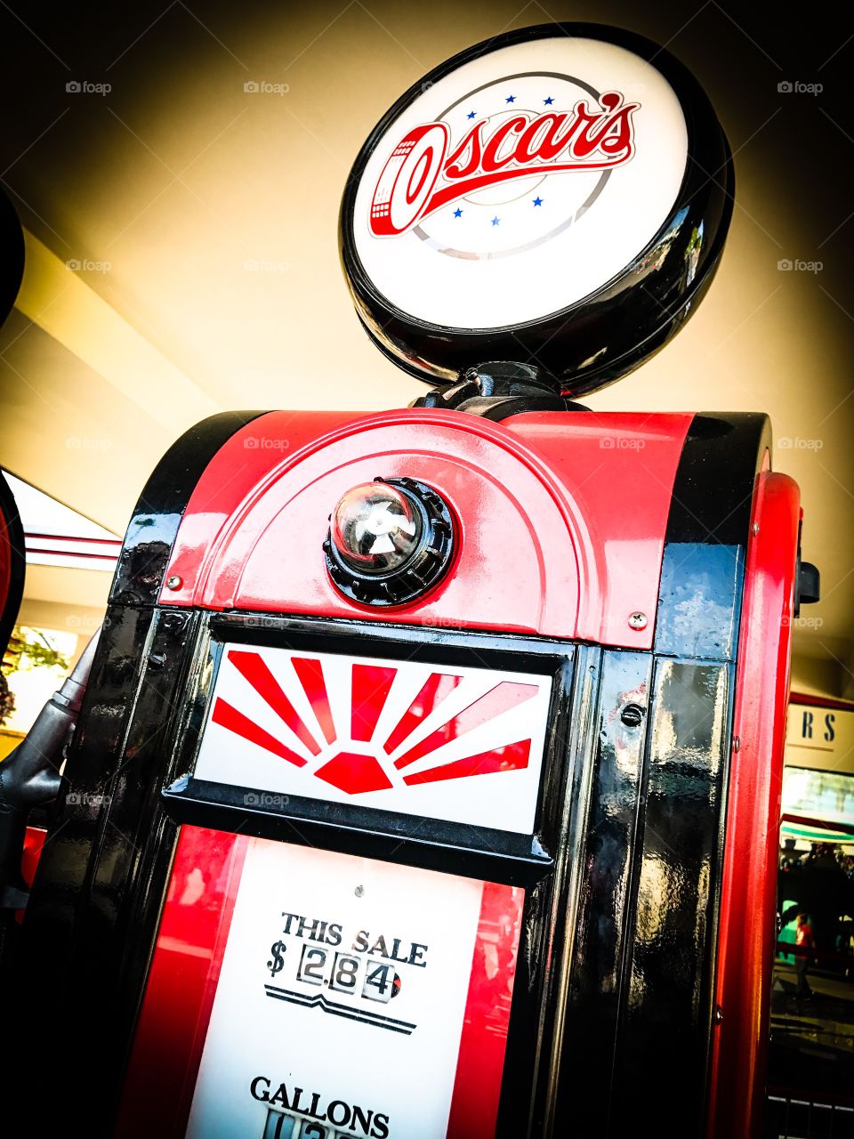 Retro gas pump. Vintage rules. 