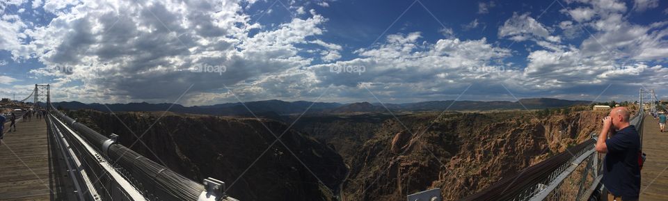 Panoramic of the mountains surrounding the Royal Gorge.