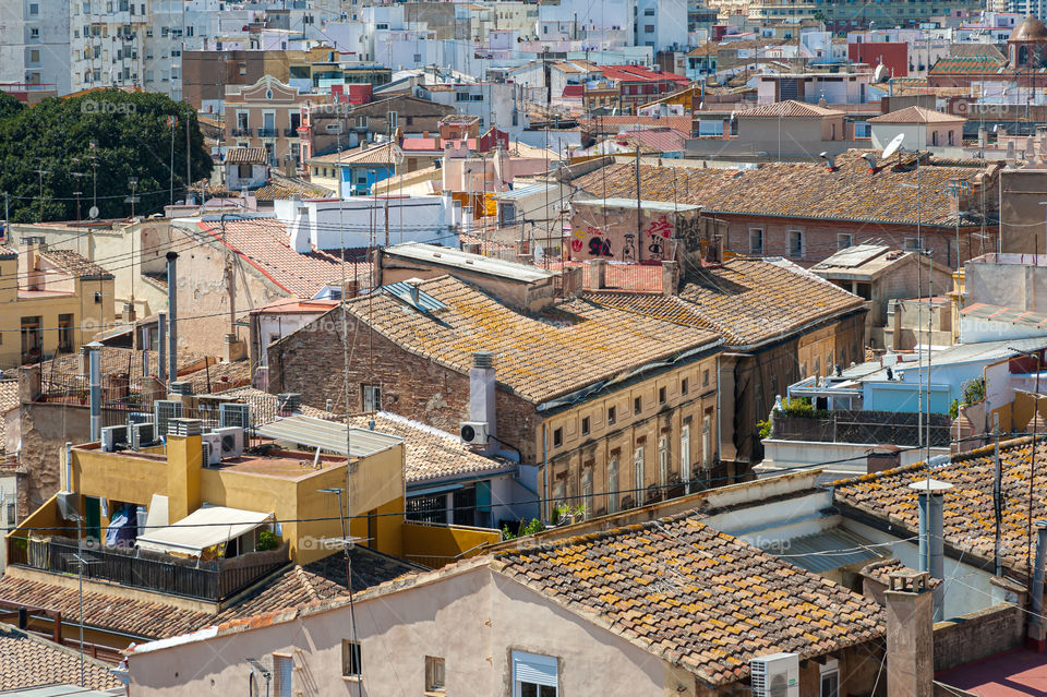 View at houses in Valencia downtown. Spain.