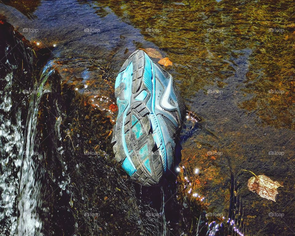 Someone lost a shoe on a waterfall 