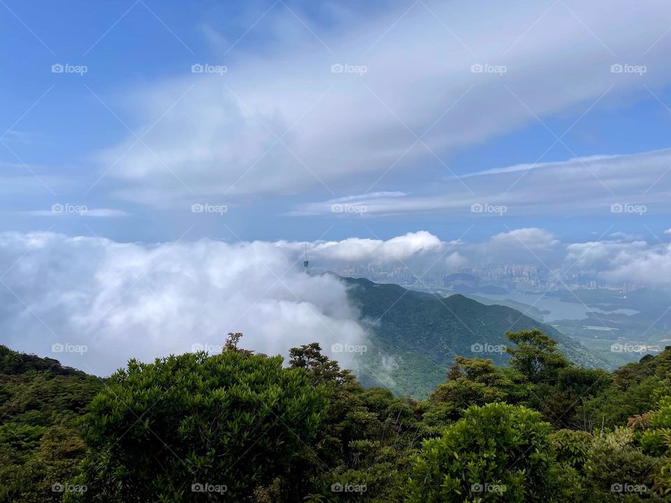 surrounded by clouds