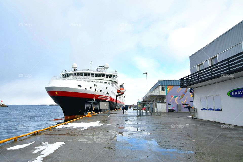 Docked cruise ship