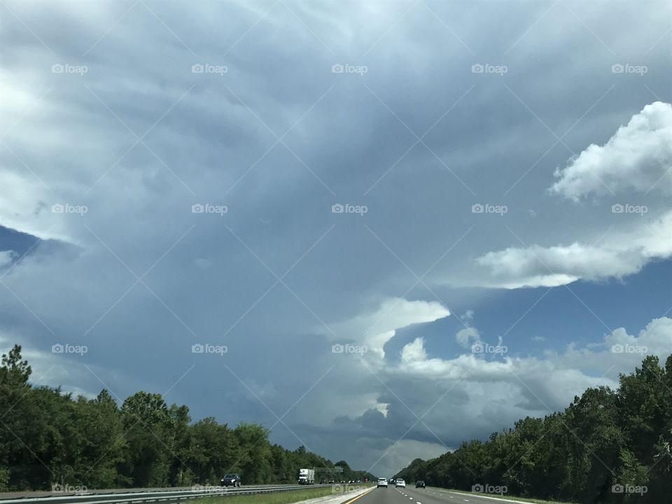 Clouds view from road 