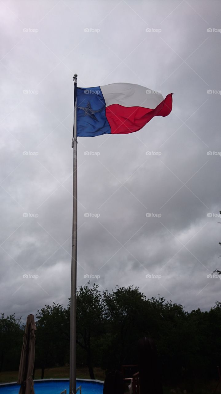 texas flag during hurricane Harvey