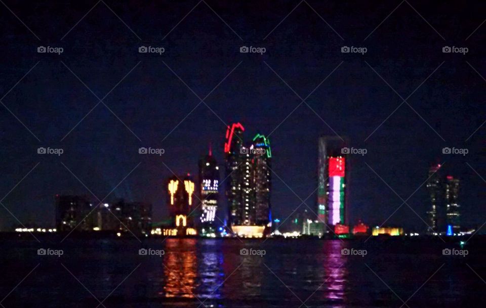 Etihad Tower. Celebrating UAE National Day