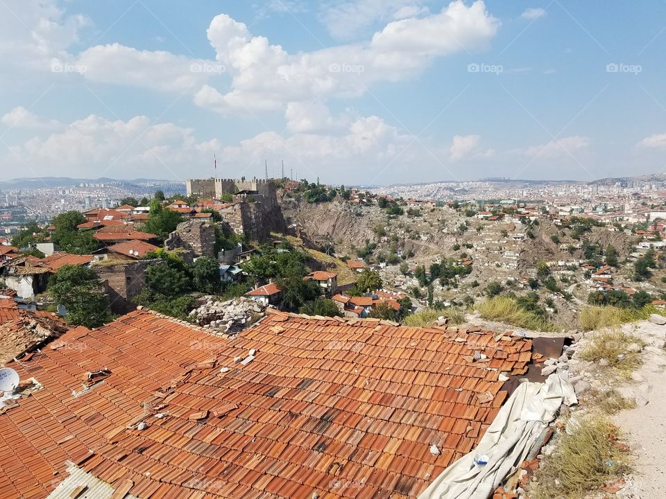 a view of another part of the ankara castle in Turkey overlooking the city