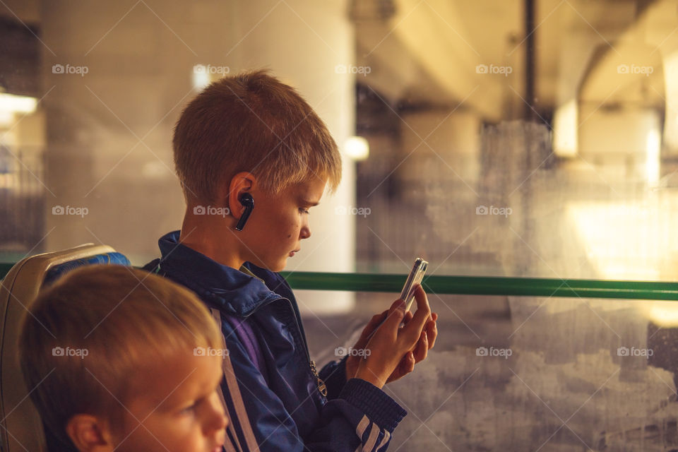 Headphones, boy is using headphones