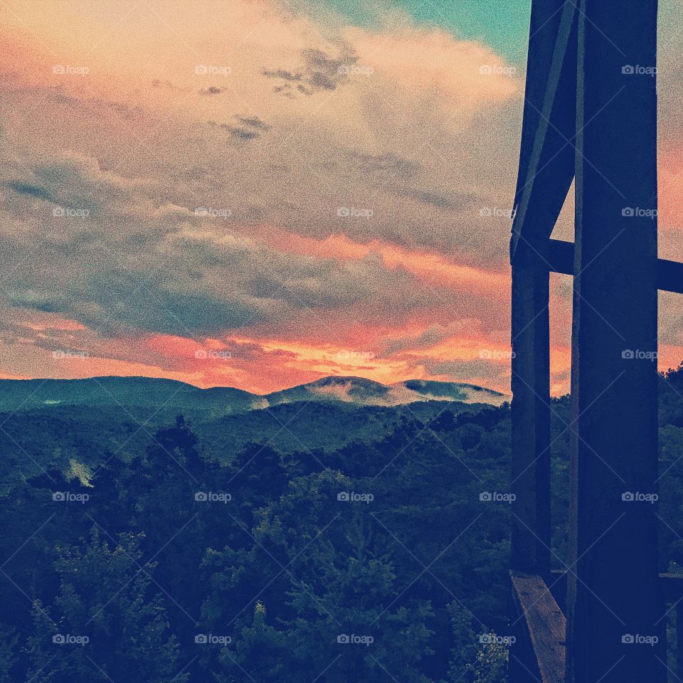 Beautiful sunset over the blue ridge mountains of north Georgia.