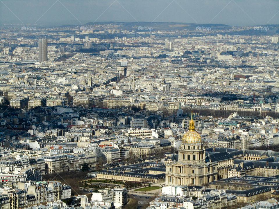 High angle view of paris city