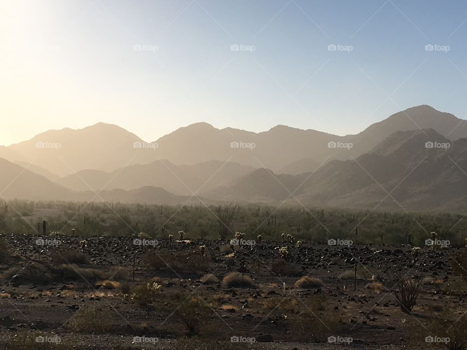 Desert morning mountains 