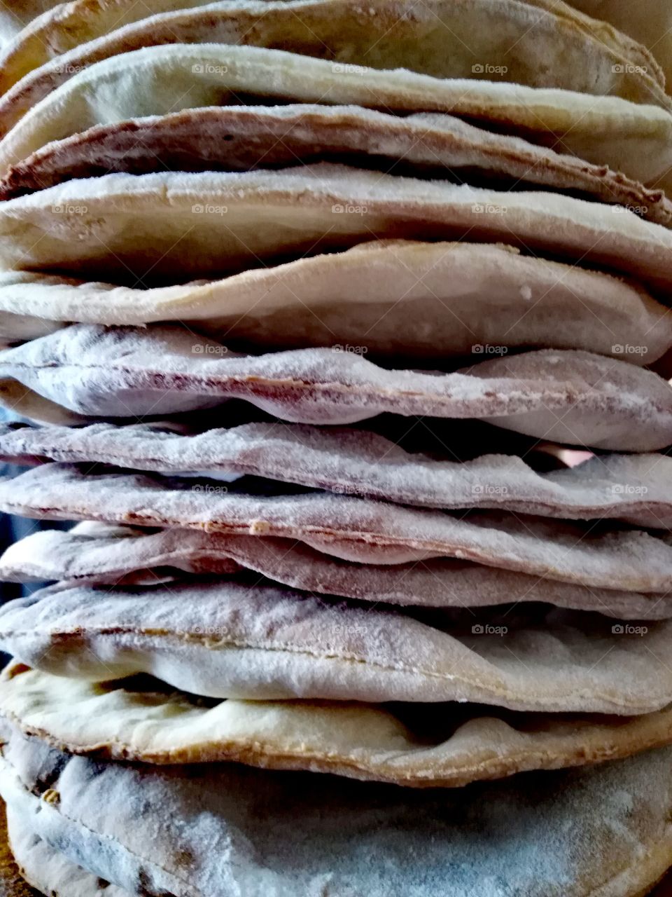 Round wheat cake layers.