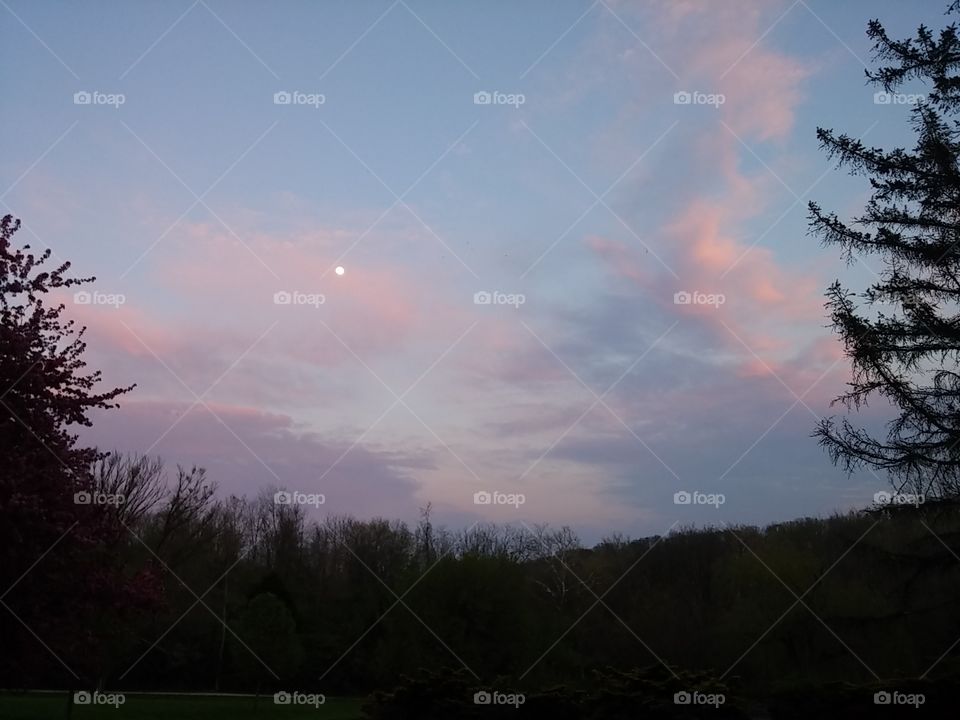 clouds and moon