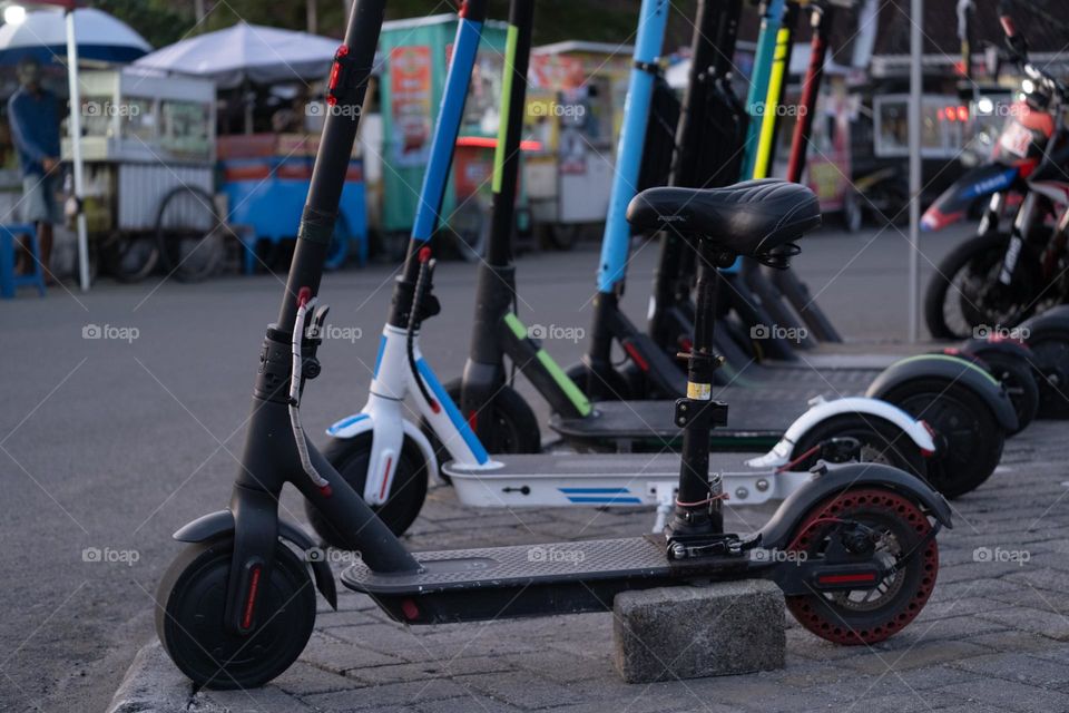 scooter ready to use at the afternoon