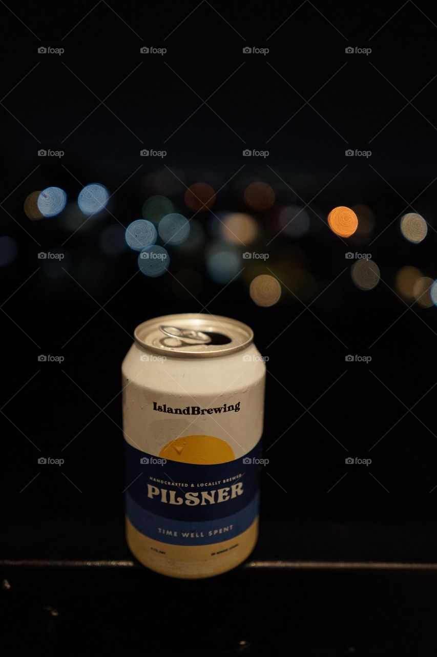 Pilsener Beer with Bokeh background