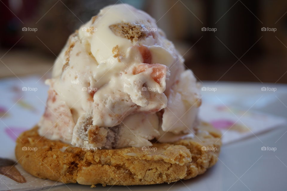 Sweet tooth dessert ...ice cream served on a crunchy biscuit base 