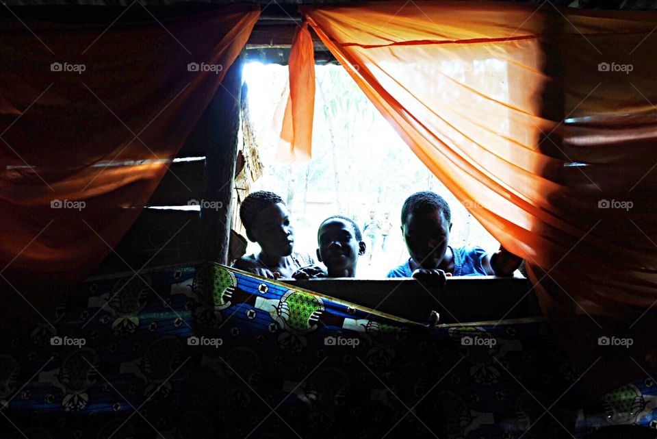 Children in window 