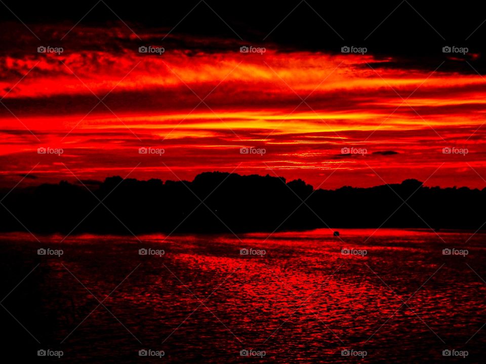 Red sky and water