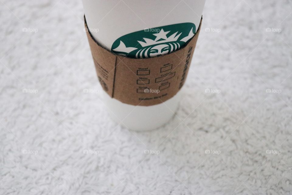 Close up of Starbucks cup of coffee