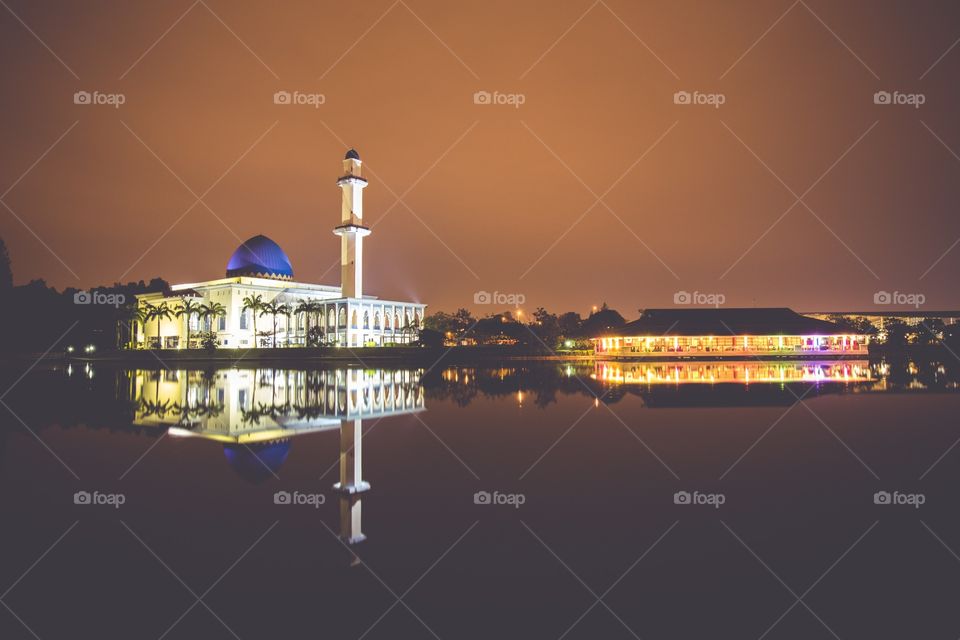 Uniten Mosque, Putrajaya Malaysia. Reflection of a mosque