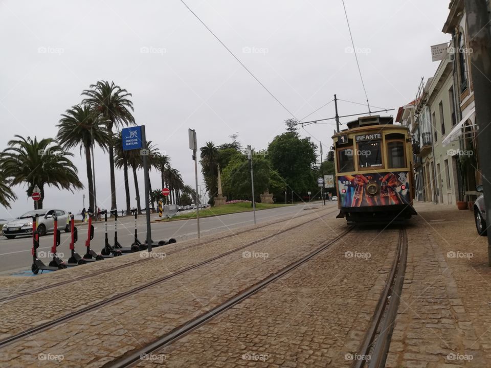 The classic old tram on Oporto city