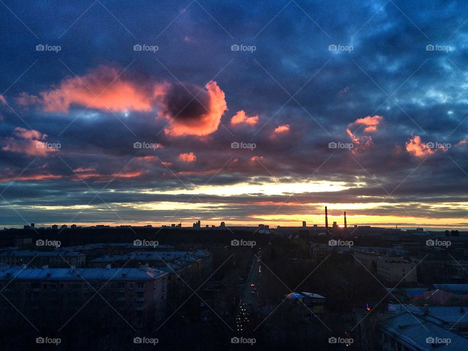 Moscow sunset . Sunset in Moscow, Russia 