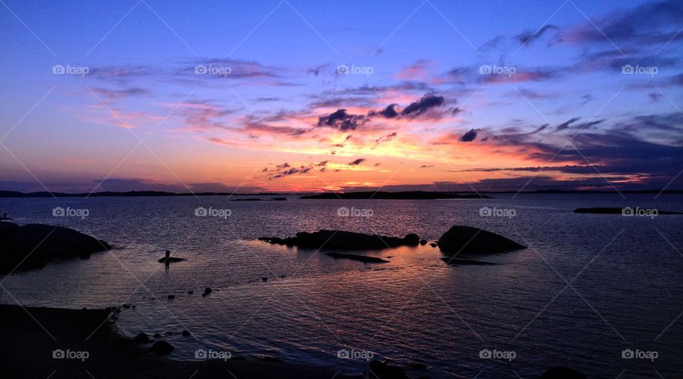 Sunset view of idyllic sea