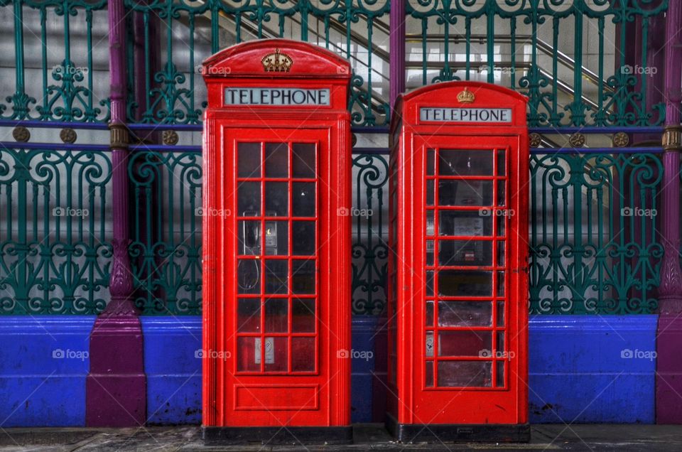 Twin phone booths in London