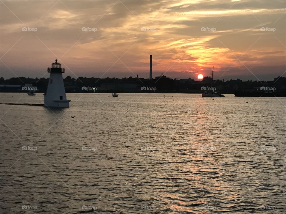 Sun setting on the shore