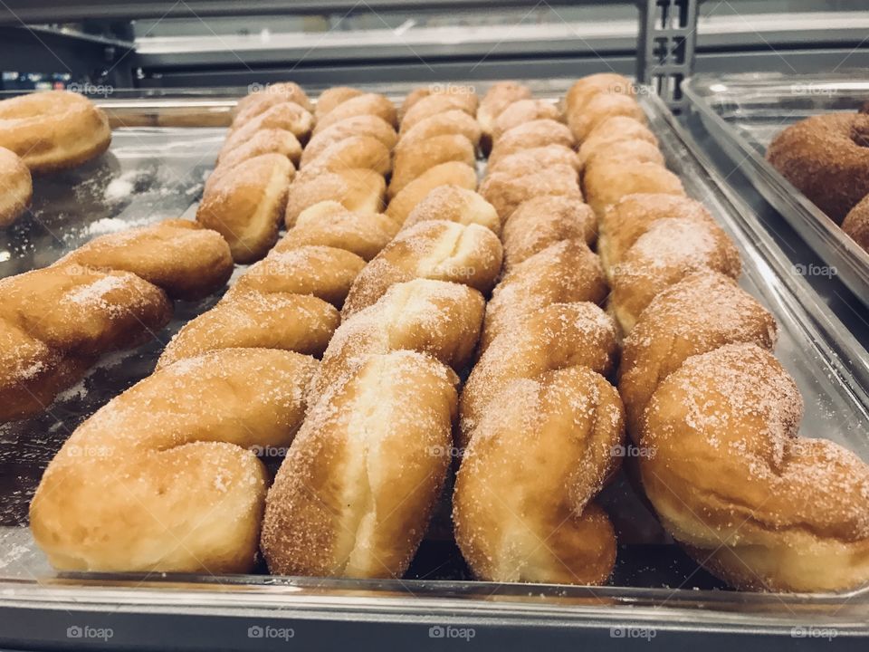 Cinnamon twist doughnuts at the gas station with cinnamon and sugar 