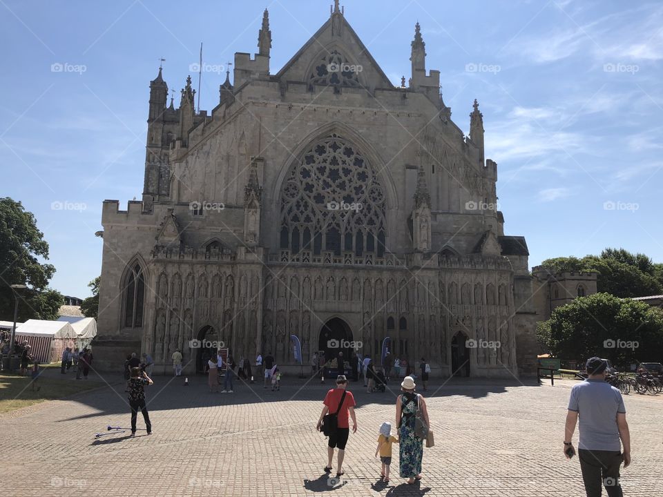 Here is the full size Exeter Cathedral in a glorious sunny and very hot day with the added attraction of a Craft Fair in Cathedral Green.
