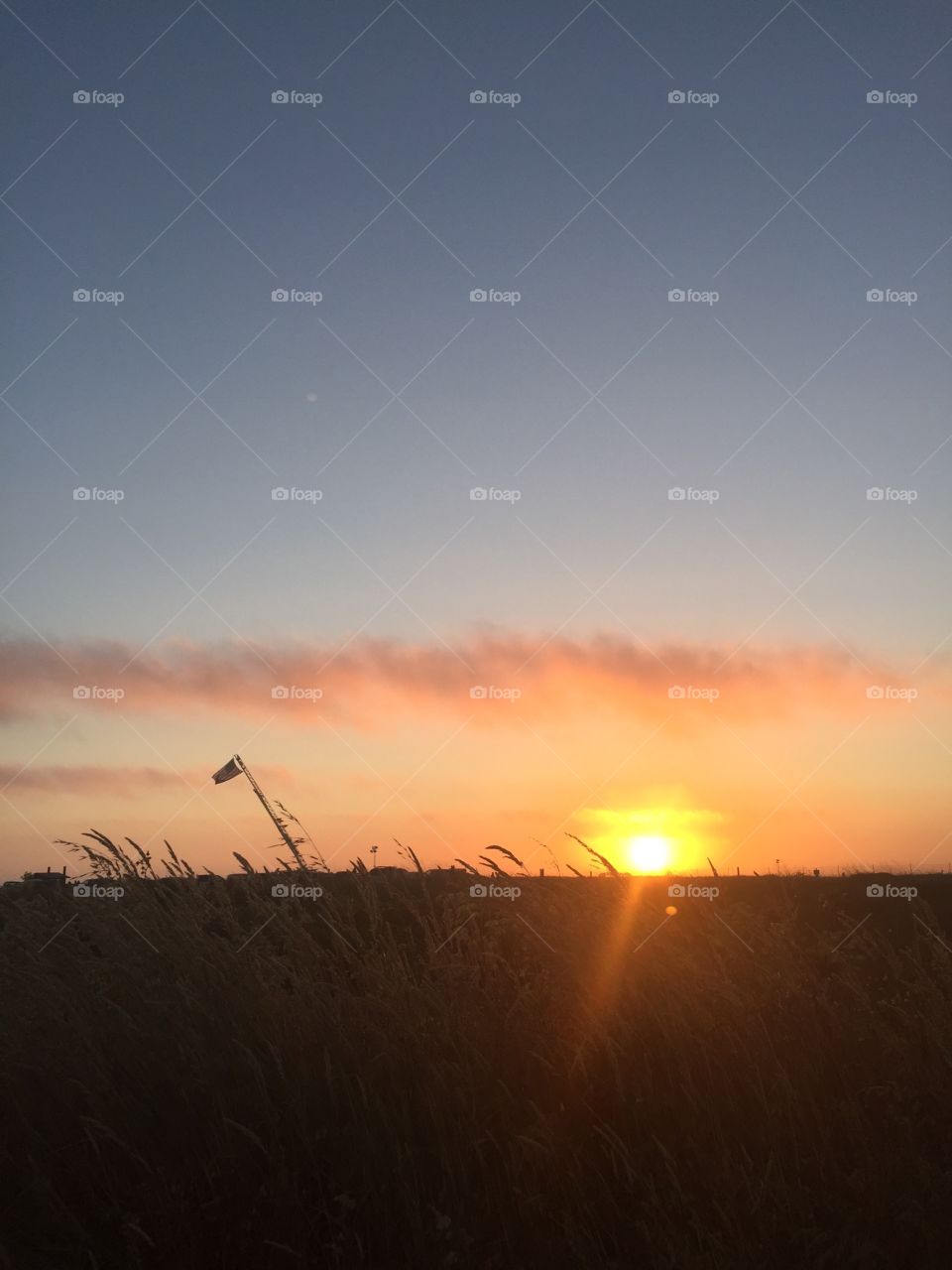 American flag in the sunset 
