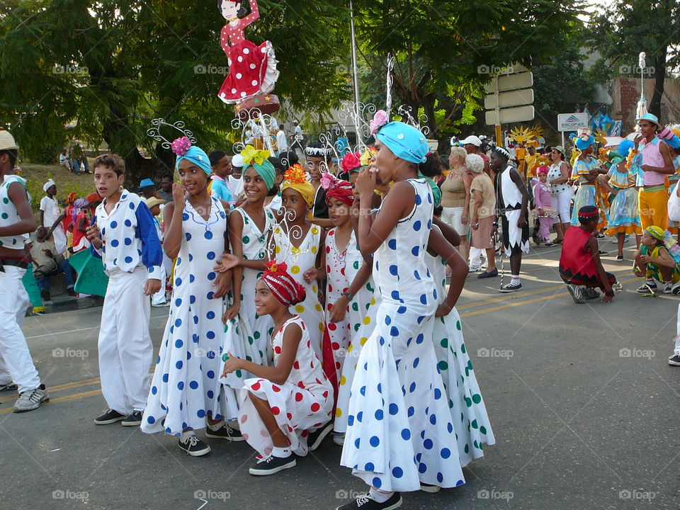 Group of girl photographing in carnival