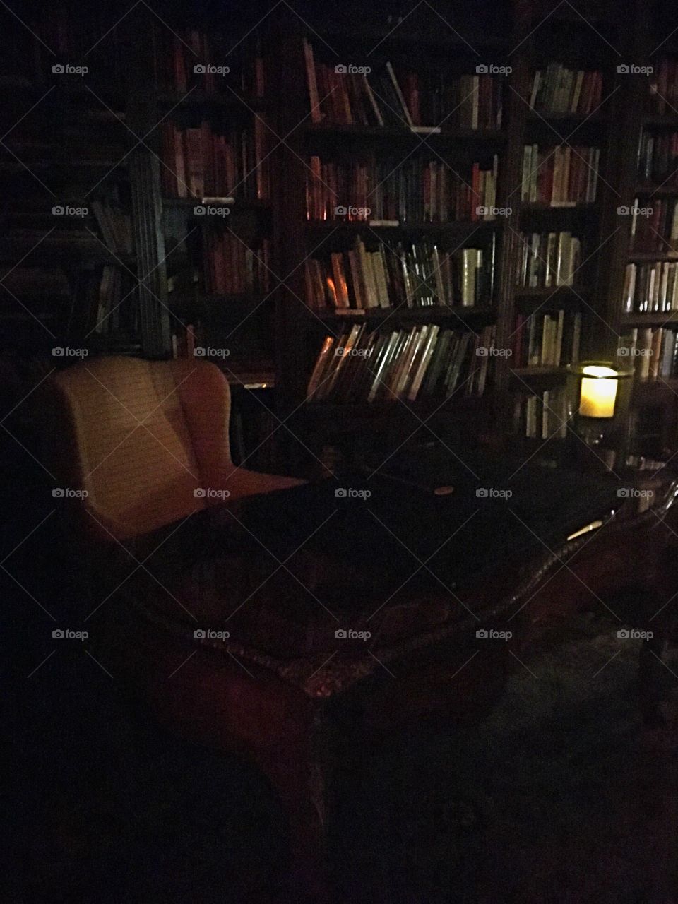 Looking for ghosts in the library of a B & B.  This house is in Gettysburg and is a civil war building. 