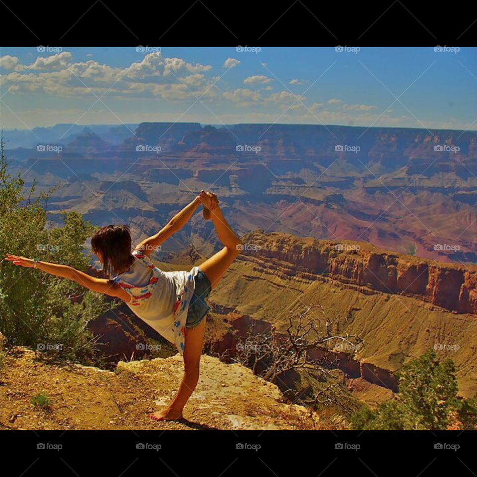 We are small but mighty . A dancer posed by Grand Canyon 