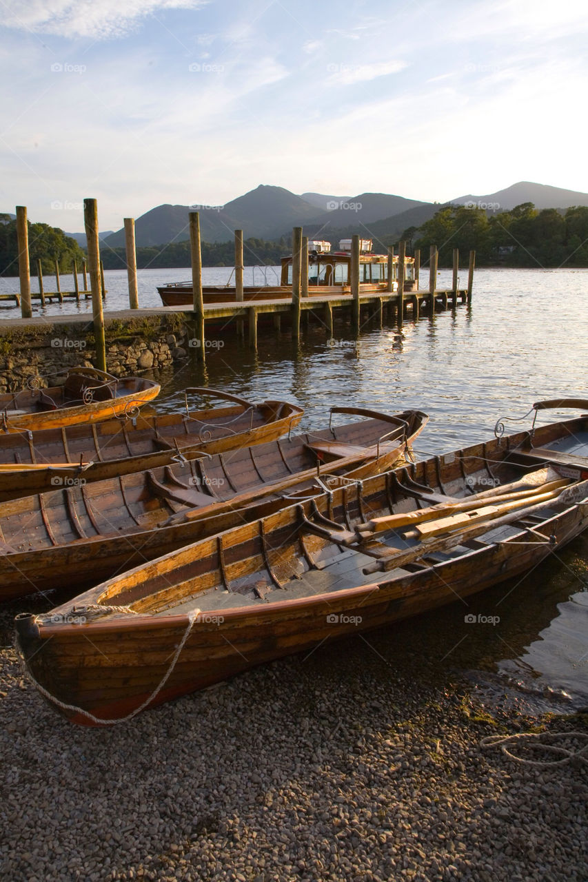 derwent water lake mountains jetty by Producer22